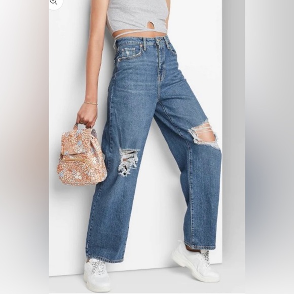 Women's Super-High Rise Distressed Baggy Jeans - Wild Fable - Picture 2 of 4
